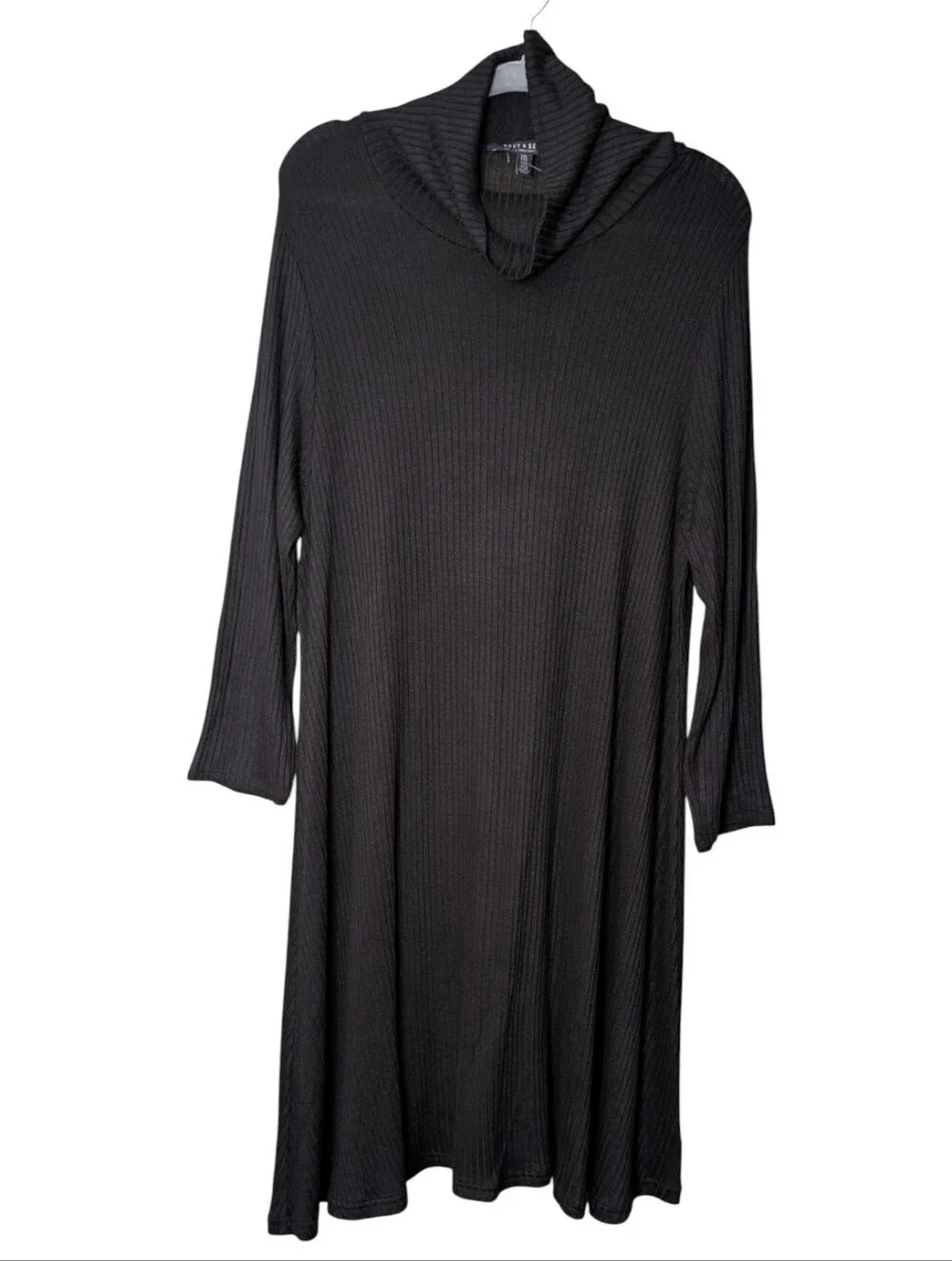 American Eagle Soft & Sexy Black Ribbed Cowl Neck Swing Dress Tunic size XXL AE